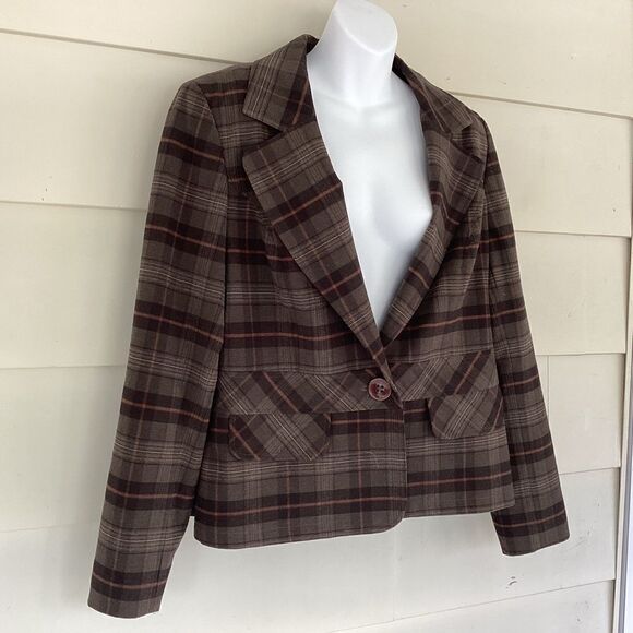 Tribal dark green plaid jacket blazer size 14.  0318 - Picture 4 of 9